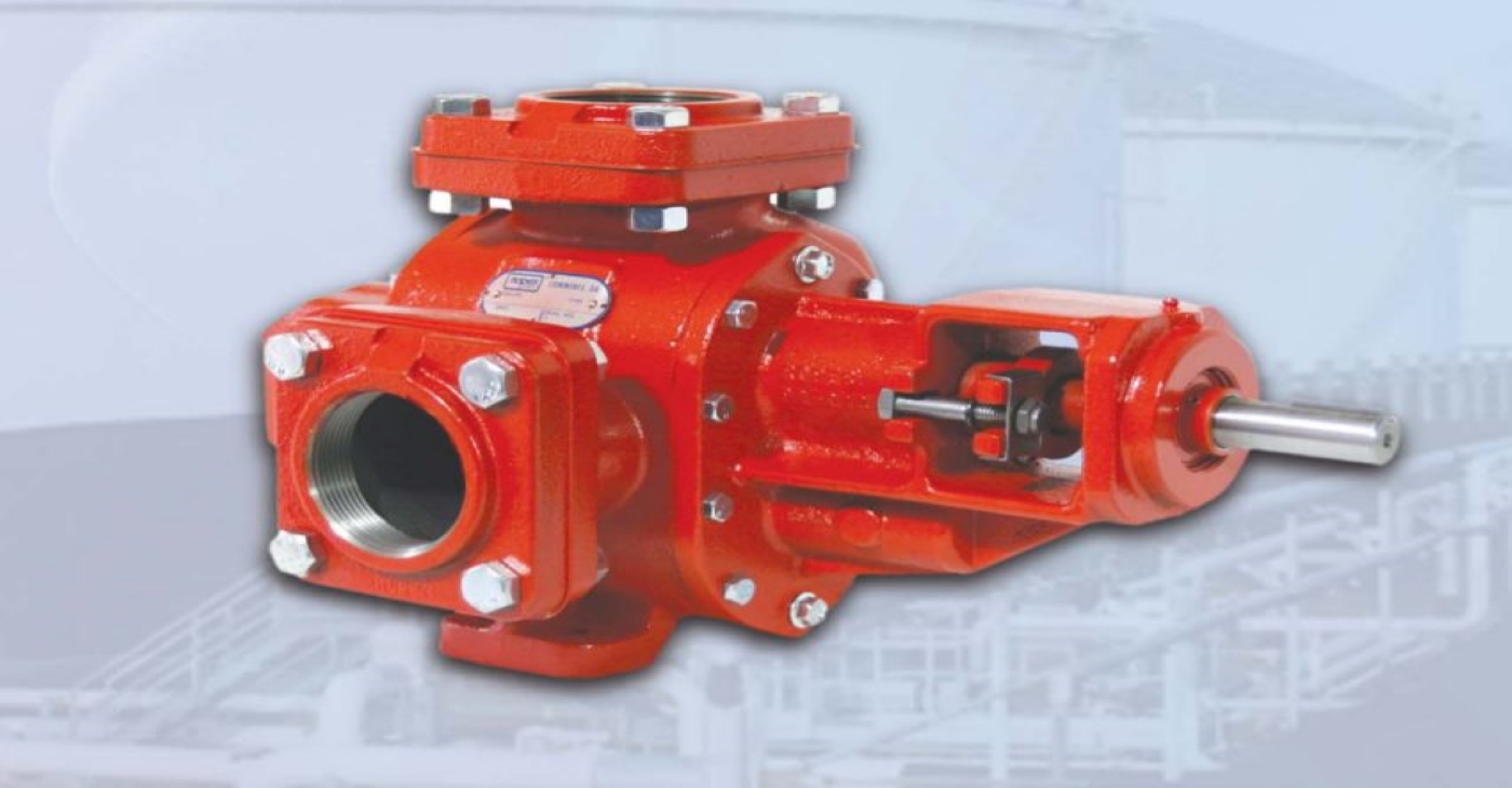 Red Roper 3600 Series heavy-duty external gear pump with bearing housing for high-viscosity fluid, chemical, or oil transfer in industrial applications