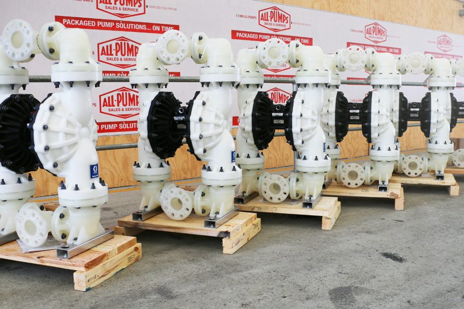 Graco 3300 line-up of non-metallic polyethylene air-operated double diaphragm (AODD) pumps for chemical resistance, corrosive liquids, and high-volume industrial transfer