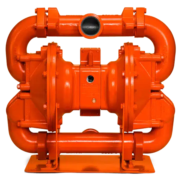 Bright orange Wilden Brahma AODD (Air-Operated Double Diaphragm) pump for handling large solids and abrasive slurry in mining, dewatering, and process applications
