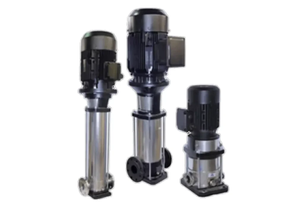 Three Ebara vertical pumps with black motors