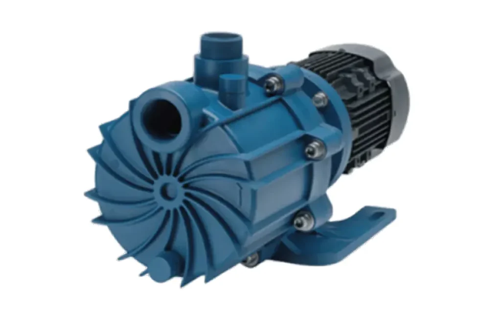 Finish Thompson blue pump with black electric motor