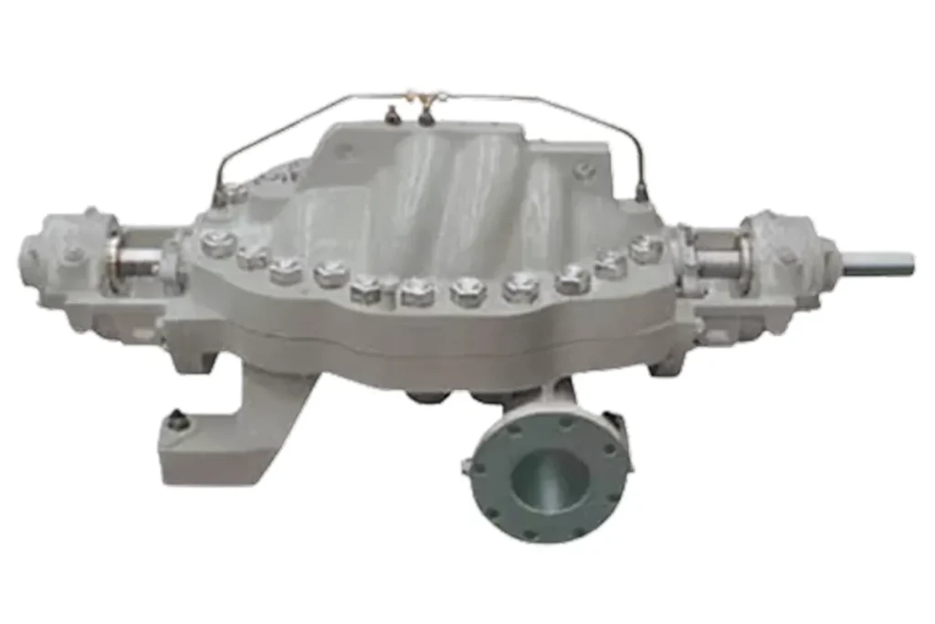 Flowserve grey industrial equipment with a domed housing