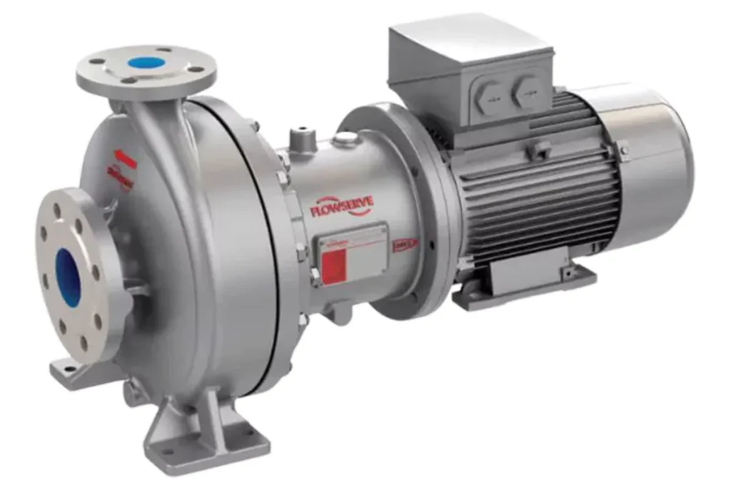 Flowserve metal pump with a grey motor