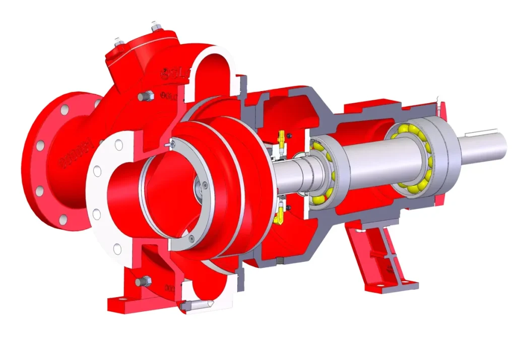 Global Pump red pump cutaway showing internal components
