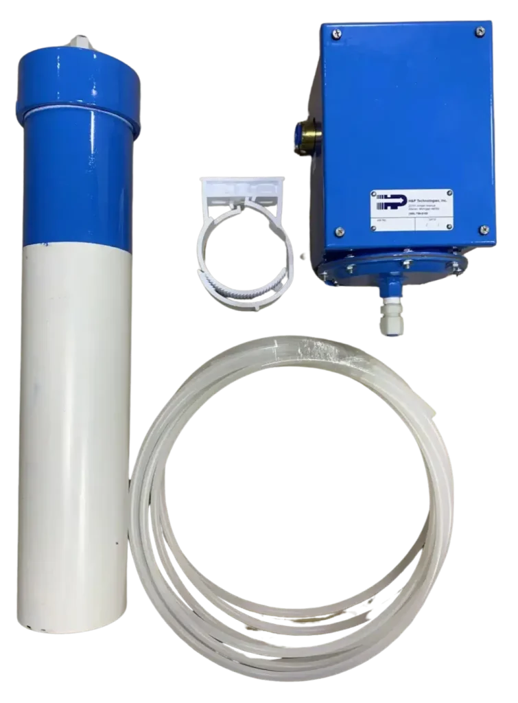 Blue and white level controller with cable
