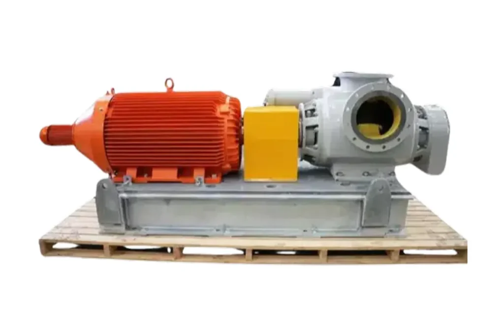 Orange MAAG pump and motor on a metal base