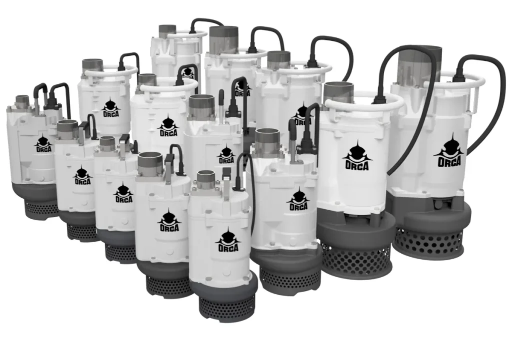 Range of white ORCA submersible pumps