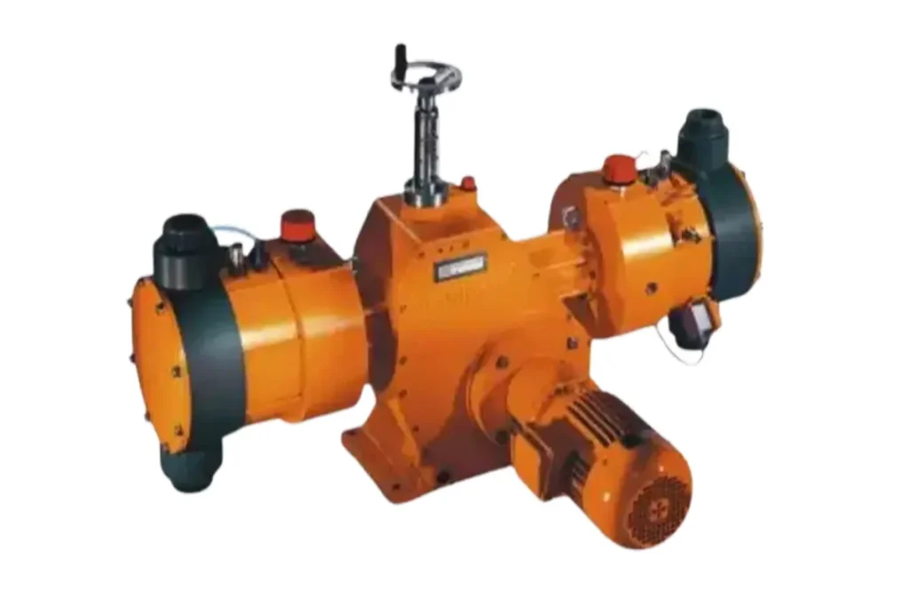 Orange Prominent pump assembly with two round housings