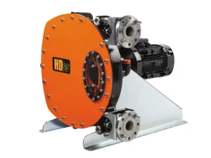 Abaque orange industrial pump with exposed drive components