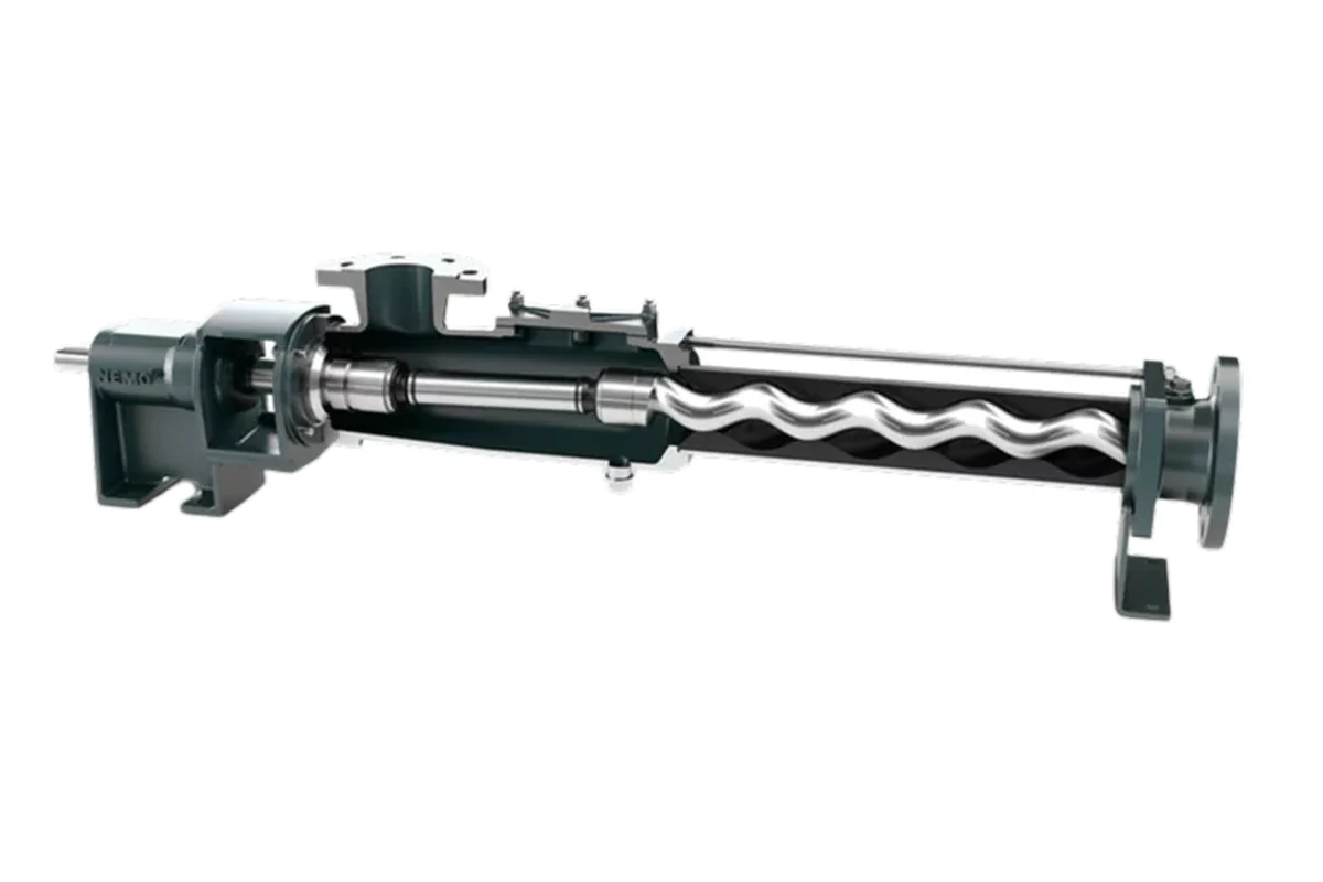 NETZSCH long pump assembly with exposed helical component