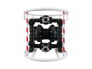 PowerFlo black pump mounted inside a red frame