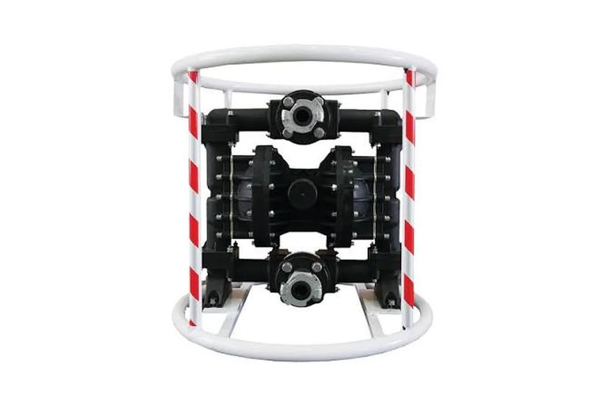 PowerFlo black pump mounted inside a red frame