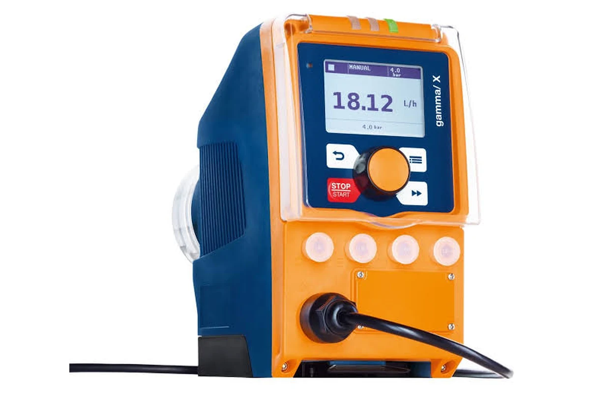 ProMinent blue and orange control unit with digital display