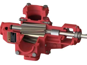 Roper red pump cutaway showing internal components