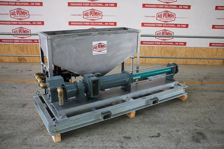 Grey pump assembly on a metal base