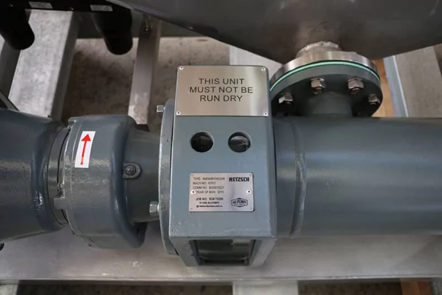 Grey pump casing and electric motor