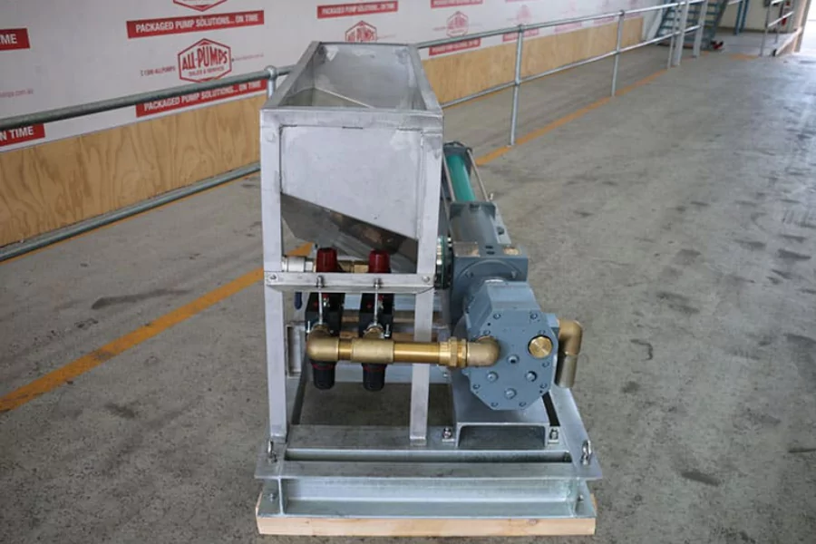 Grey pump equipment in a workshop