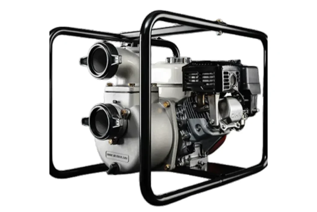 Davey engine-driven pump in a black tubular frame