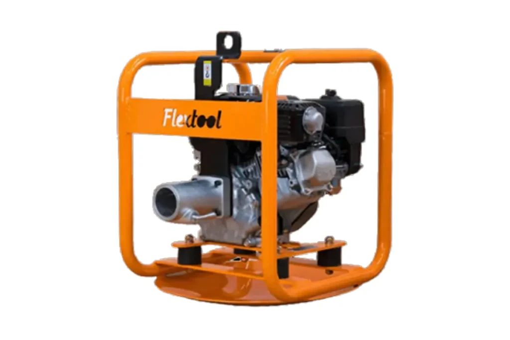 Flextool portable engine-driven pump in an orange frame
