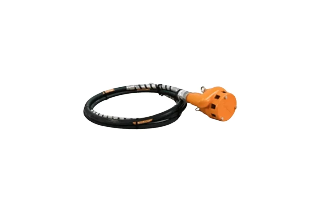 Coiled black Flextool line with an orange attachment