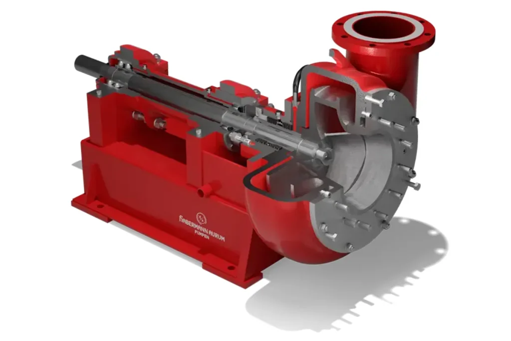 Cutaway view of a red Habermann KB pump