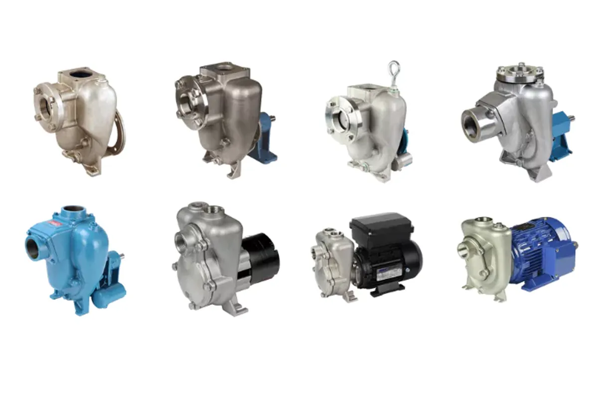Assorted MP pump units on a white background