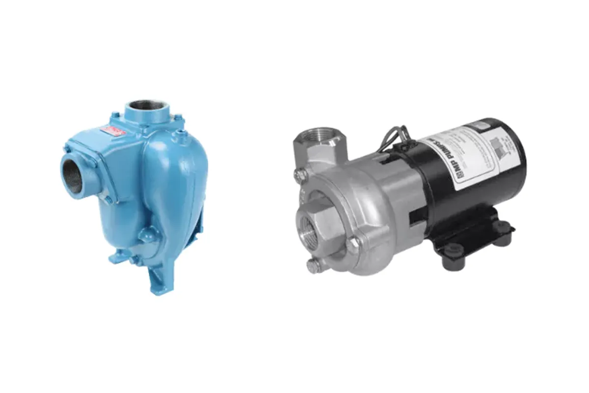 Blue and metallic MP pump units