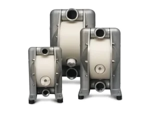 Two Almatec metal pump units with circular ports