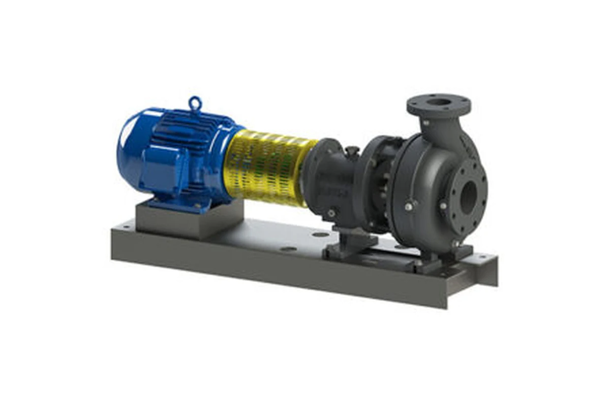 Gusher pump connected to a blue electric motor