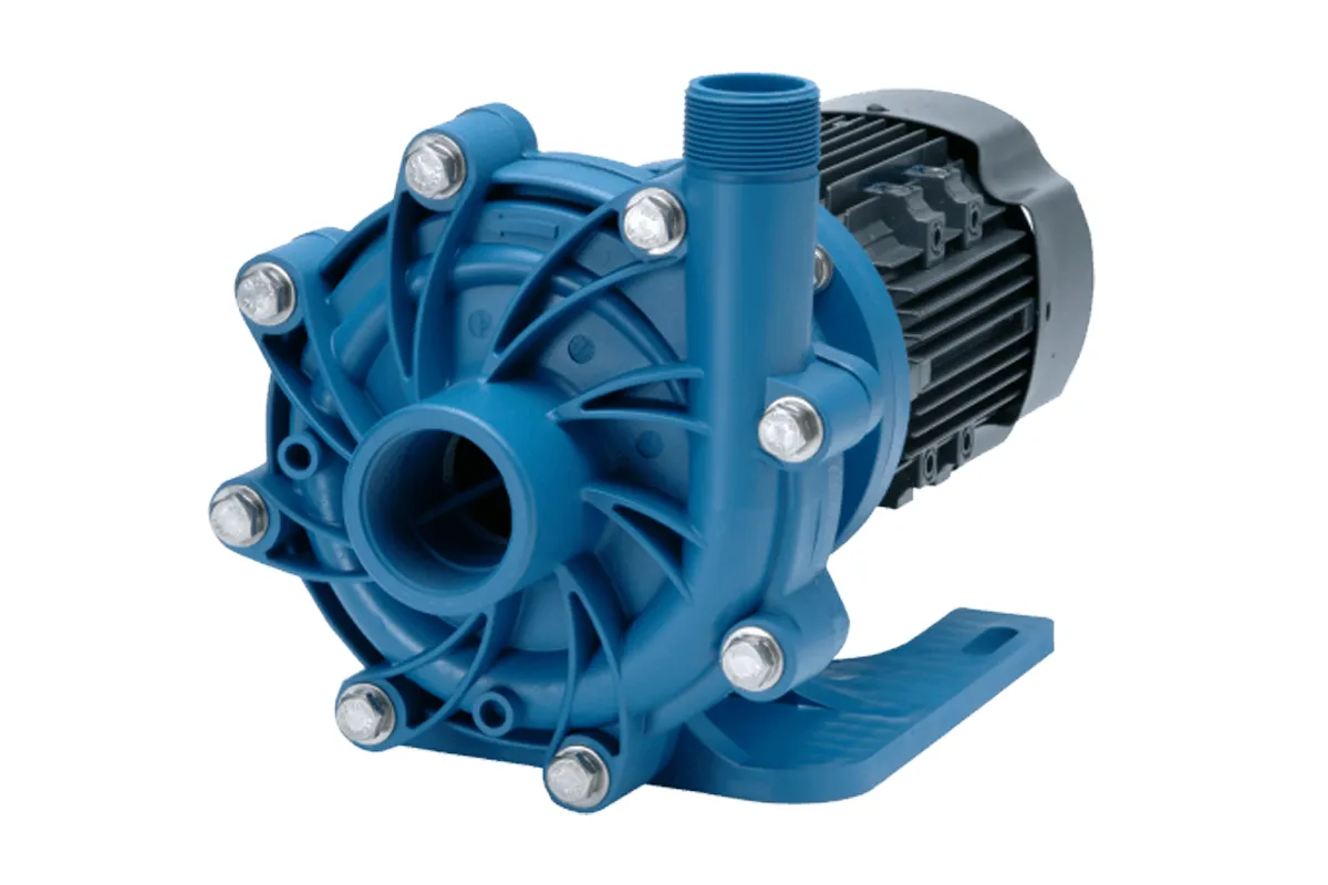 Tmag blue pump with a black electric motor