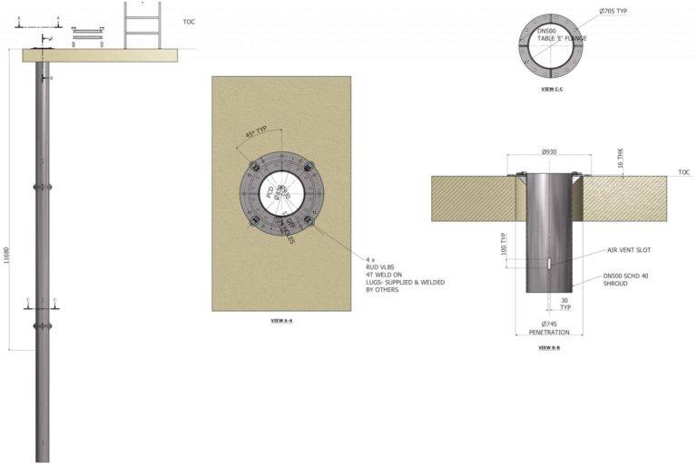 Isometric drawing of the fire pump system for a port wharf