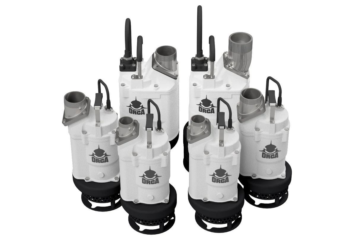 Four Orca white and grey pump units